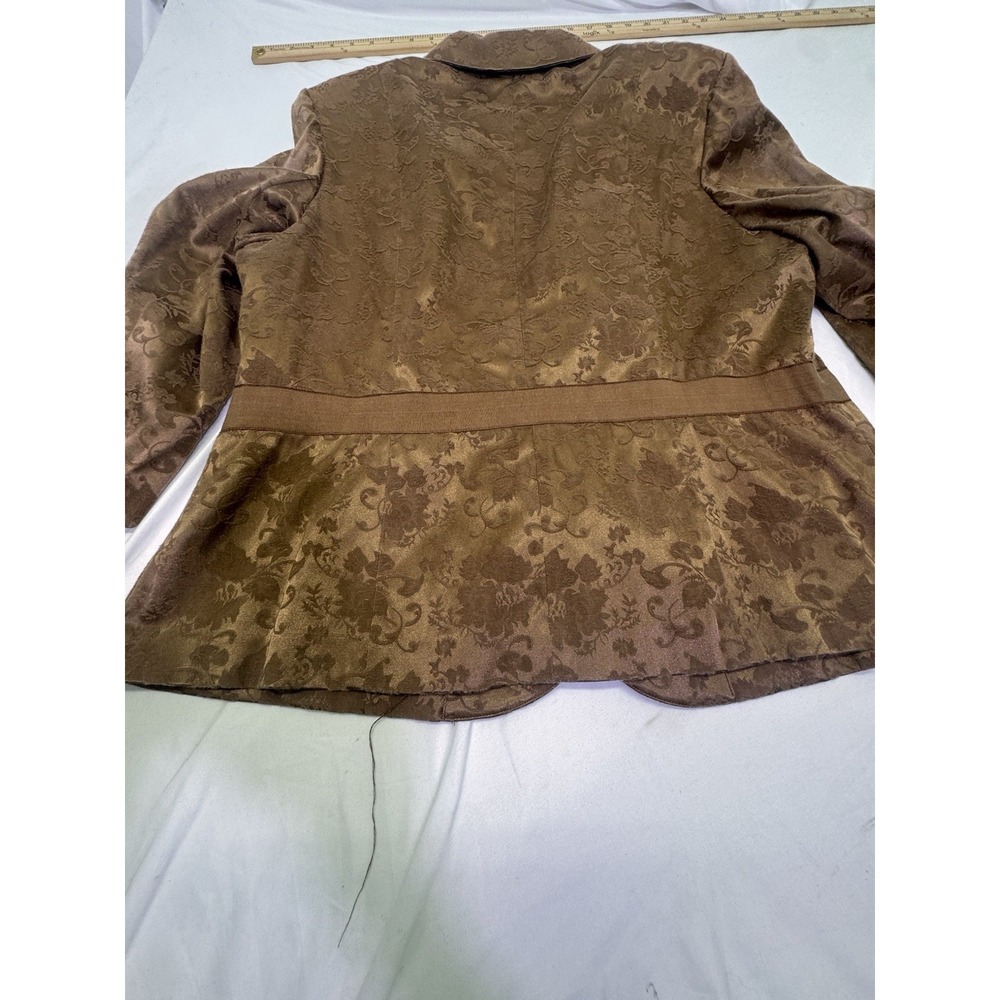 Lane Bryant Floral Brocade Tapestry Blazer 18 W Cottagecore 3/4 sleeve Belted - Picture 7 of 8